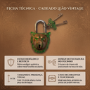 Ver imagem 6 de Cadeado Decorativo de Leão c/ Detalhes Verdes e Chaves em Metal Bronze 8,5x14 cm