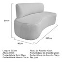 Ver imagem 3 de Sofá Curvo Orgânico 200cm 3 Lugares Linho Antonela Cinza Claro