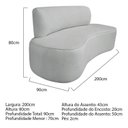 Ver imagem 3 de Sofá Curvo Orgânico 200cm 3 Lugares Bouclé Antonela Cinza