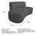 Ver imagem 3 de Sofá Curvo Orgânico 180cm 3 Lugares Linho Antonela Cinza Escuro