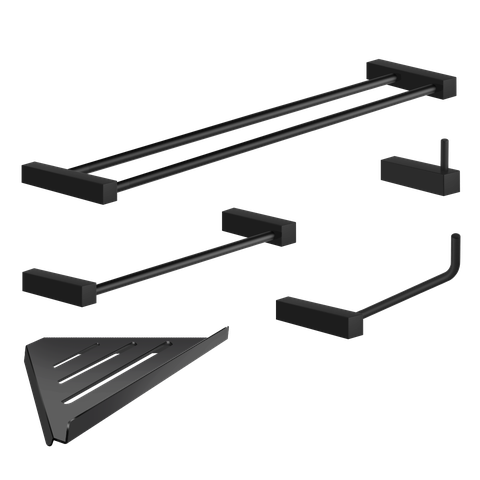 Kit de Acessórios para Banheiro Preto Fosco 5 Peças 2160tr Grego Metal