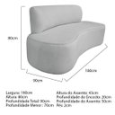 Ver imagem 3 de Sofá Curvo Orgânico 180cm 3 Lugares Bouclé Antonela Cinza