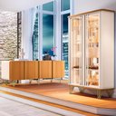 Ver imagem 2 de Balcão Buffet Piacente Com Cristaleira Alvora H01 Off White/Cinamomo - Mpozenato HB Móveis