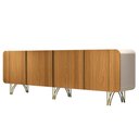 Ver mais imagens de Balcão Buffet Piacente Com Cristaleira Alvora H01 Off White/Cinamomo - Mpozenato HB Móveis