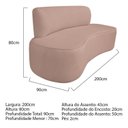 Ver imagem 2 de Sofá Curvo Orgânico 200cm 3 Lugares Linho Antonela Bege