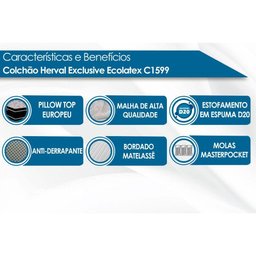 Colchão Herval Molas Ensacadas Exclusive Ecolatex C1599 193x203x34 - 3