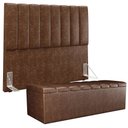 Ver imagem 5 de Kit Cabeceira Cama Box Casal 140cm Calçadeira Recamier Baú Dália W01 Couríssimo Marrom - Lyam