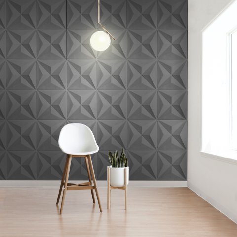 Kit 15 Placas Decorativas 3D Estelar Preto 50x50 cm