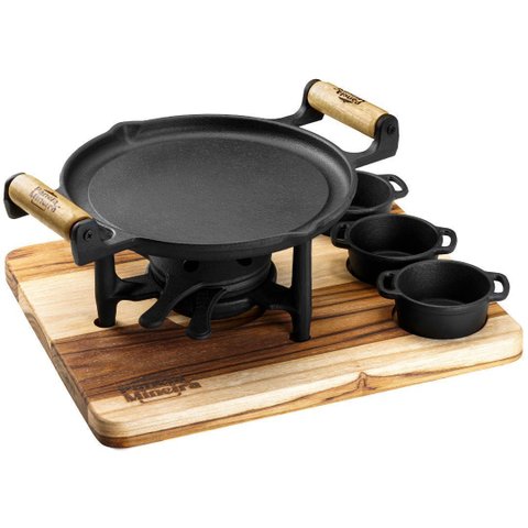 Fogareiro 22x15,5cm com Suporte 3 Molheiras Panela Mineira