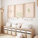 Ver imagem 3 de Kit 3 Quadros Decorativos Infantil | Margarida e - Flores do Amor NO2 - 30x40 - Moldura Madeira