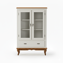 Ver imagem 1 de Vitrine 2 Portas 1 Gaveta Prateleiras MDF Ecomem Clássica MDF Pés Luiz Xv Offwhite - Imbuia