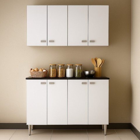 Conjunto Multiuso 4 Peças 8 Portas para Cozinha Área Gourmet Escritório Área de Churrasco - Carol