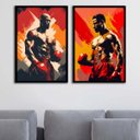 Ver imagem 2 de Kit 2 Quadros Artes Boxe - Lutadores 33x24cm - com Vidro:moldura Branca