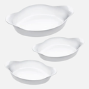 Ver imagem 1 de Conjunto de Assadeiras Ovais Marinex em Vidro Opaline Branco - 3 Peças