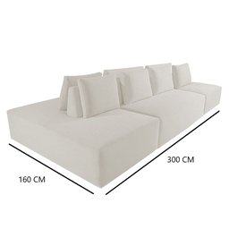 Sofá Ilha Dubai Modular 300 Cm Bouclê Off White - 2