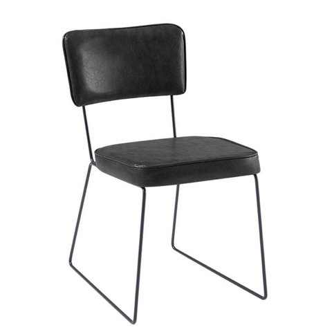 Cadeira para Sala de Jantar Escritório Estofada Base em Aço Roma Preto