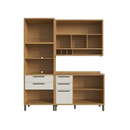 Cozinha Compacta 3 Peças com 6 Portas Vidro e Torre Quente 194cm 100% Mdf Vicenza Espresso Móveis - 4