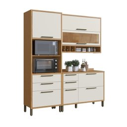 Cozinha Compacta 3 Peças com 6 Portas Vidro e Torre Quente 194cm 100% Mdf Vicenza Espresso Móveis - 3