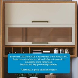 Cozinha Compacta 3 Peças com 6 Portas Vidro e Torre Quente 194cm 100% Mdf Vicenza Espresso Móveis - 6