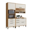 Ver imagem 3 de Cozinha Compacta Modulada 100% MDF 3 Peças 6 Portas 5 Gavetas e Vidro 194cm Vicenza Espresso Móveis Bege/Amêndoa/Off White