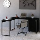 Ver imagem 1 de Escrivaninha Mesa Escritório em L Estilo com Gaveteiro Volante 4 Gavetas 150cm Yescasa Preto Ônix