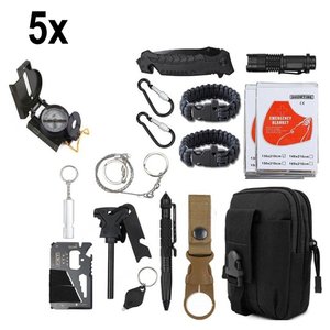 Kit 5 Bolsas Pretas Conjunto Acessórios de Camping Kit Sobrevivência para Acampar Cor:preto;tamanho: