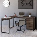 Ver imagem 1 de Escrivaninha Mesa Escritório em L Estilo com Gaveteiro Volante 4 Gavetas 150cm Yescasa Nogal Marrom