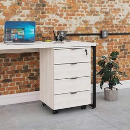 Escrivaninha Mesa Escritório em L Estilo Industrial 150x150cm com Gaveteiro Volante 4 Gavetas - 3