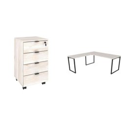 Escrivaninha Mesa Escritório em L Estilo Industrial 150x150cm com Gaveteiro Volante 4 Gavetas - 2