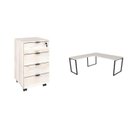 Ver imagem 2 de Escrivaninha Mesa Escritório em L Estilo Industrial 150x150cm com Gaveteiro Volante 4 Gavetas