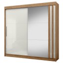 Ver imagem 7 de Roupeiro Seul 2 Portas Deslizantes Espelhado 100% Mdf - Freijó/off White