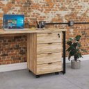 Ver imagem 3 de Escrivaninha Mesa Escritório em L Estilo Industrial 150x150cm com Gaveteiro Volante 4 Gavetas