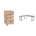 Ver imagem 2 de Escrivaninha Mesa Escritório em L Estilo Industrial 150x150cm com Gaveteiro Volante 4 Gavetas