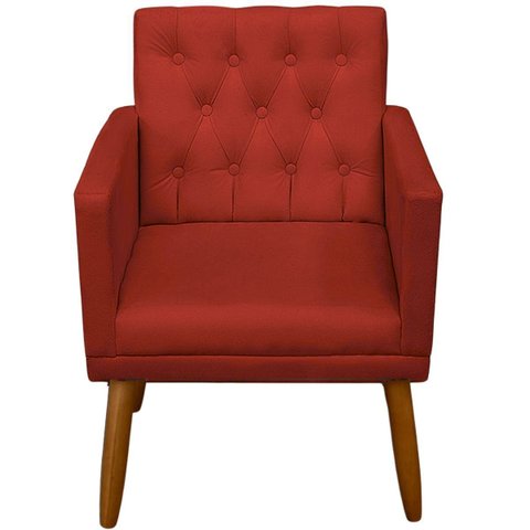 Poltrona Decor para Studio Cliente Tecido Suede Base Fixa Pés em Madeira Natural Suporta 120 Kg