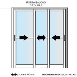 Porta de aluminio 03 folhas móveis maxx Branco - 210x200 - 3 Porta de aluminio 03 folhas móveis maxx Branco - 210x200 - 3