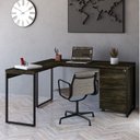 Ver imagem 1 de Escrivaninha Mesa Escritório em L Estilo com Gaveteiro Volante 4 Gavetas 150cm Carvalho Yescasa Dark