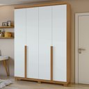 Ver imagem 1 de Guarda-roupa Solteiro Alonzo 4 Portas 2 Gavetas 100% Mdf Amêndoa Clean/branco - Móveis Lopas
