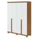Ver imagem 2 de Guarda-roupa Solteiro Alonzo 4 Portas 2 Gavetas 100% Mdf Amêndoa Clean/branco - Móveis Lopas