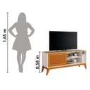 Ver imagem 5 de Rack Bancada para Tv até 55 Polegadas 1,36m Ripado Impressão 3d 1 Porta Off White/cedro Aruba Edn