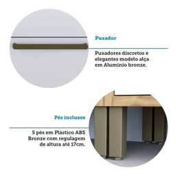 Balcões para Cozinha 3 Portas Basculantes 4 Gavetas e Tampos 200cm 100% MDF Vicenza Espresso Móveis - 10