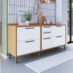 Balcões para Cozinha 3 Portas Basculantes 4 Gavetas e Tampos 200cm 100% MDF Vicenza Espresso Móveis - 2