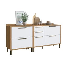 Balcões para Cozinha 3 Portas Basculantes 4 Gavetas e Tampos 200cm 100% MDF Vicenza Espresso Móveis - 3