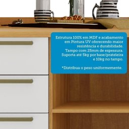 Balcões para Cozinha 3 Portas Basculantes 4 Gavetas e Tampos 200cm 100% MDF Vicenza Espresso Móveis - 6
