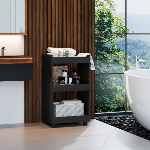 Esmalteira Jade Decorativa com Nichos para Organização de Esmaltes Design Moderno - Preto