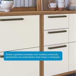 Balcões para Cozinha 3 Portas Basculantes 4 Gavetas e Tampos 200cm 100% MDF Vicenza Espresso Móveis - 7