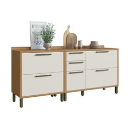 Balcões para Cozinha 3 Portas Basculantes 4 Gavetas e Tampos 200cm 100% MDF Vicenza Espresso Móveis - 3