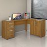 Conjunto 2 Peças com Mesa para Escritório em L e Armário Multiuso Alto Aberto Espresso Móveis Branco Freijó - 12