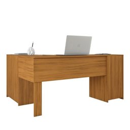 Kit 2 Peças com Mesa para Escritório em L e Armário Multiuso Alto Aberto Espresso Móveis Branco - 17