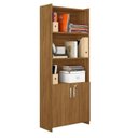 Ver imagem 5 de Kit 2 Peças com Mesa para Escritório em L e Armário Multiuso Alto Aberto Espresso Móveis Branco