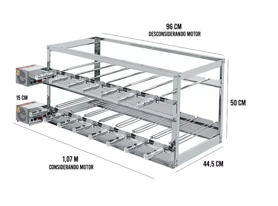 Churrasqueira Rotativa Automática Aço Inox 15 Espetos - 2